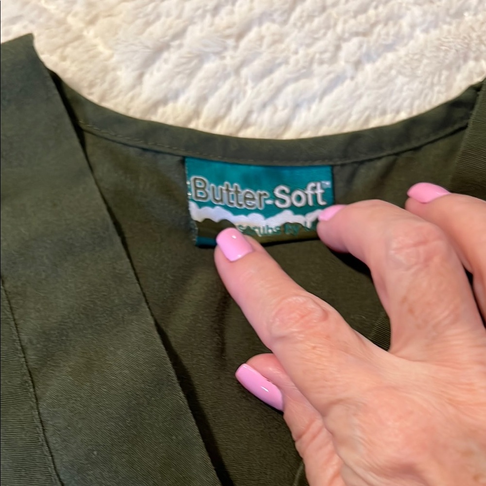 Olive Green V-Neck Scrub set